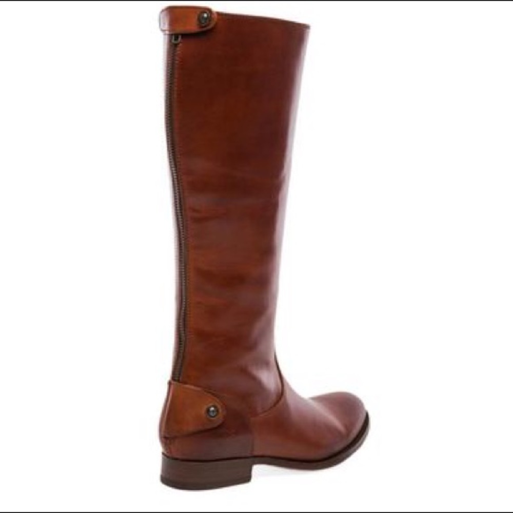Frye Melissa Button Back Zip Cognac Leather Boots - Picture 8 of 10